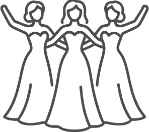 Three bridesmaids holding hands icon