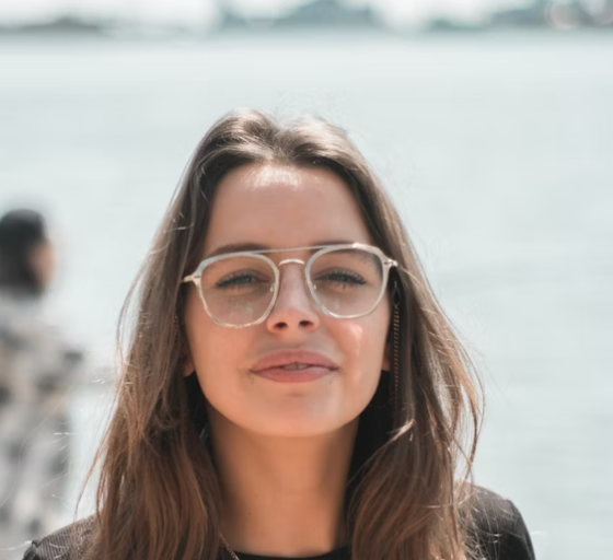 Smiling woman wearing glasses portrait
