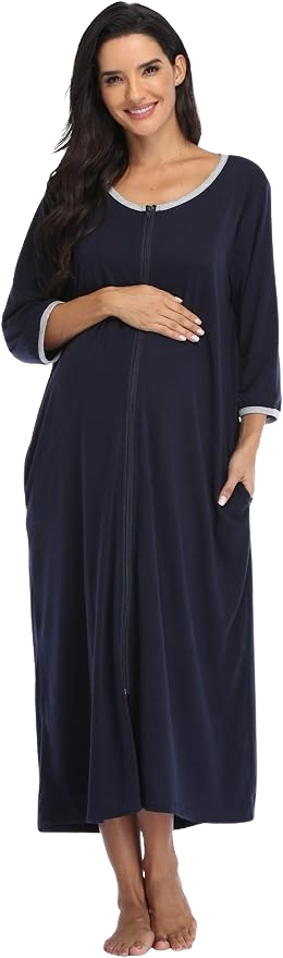 Women's Sleepwear Zipper Long Lounge Wear Dress