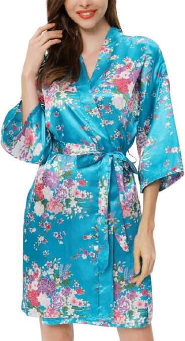 Women's Blossom Floral Kimono Bathrobe Bride
